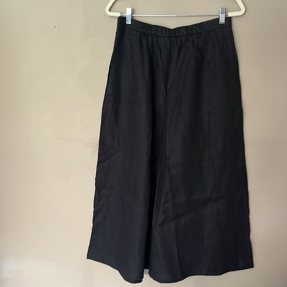Anthropologie Black Cropped Wide-Leg Culotte Pants Size M - Picture 7 of 13